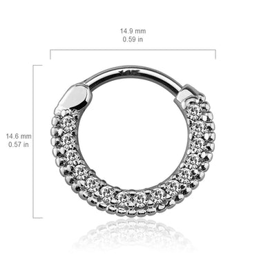 Braided Gem Pave Septum & Daith Hoop in White Gold - Septum. Navel Rings Australia.