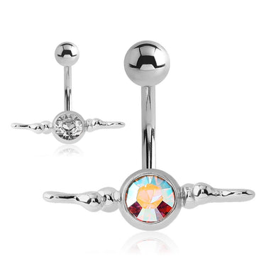 Beaded Hook Belly Bar - Basic Curved Barbell. Navel Rings Australia.