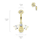 Buzzy Bee Belly Ring - Fixed (non-dangle) Belly Bar. Navel Rings Australia.