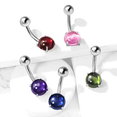 Cabochon Stone Belly Button Rings - Basic Curved Barbell. Navel Rings Australia.
