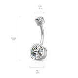 Flat Disc Internally Threaded Gem Belly Bar with Rose Gold Plating - Basic Curved Barbell. Navel Rings Australia.