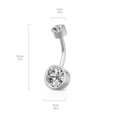 Flat Disc Internally Threaded Gem Belly Bar with Rose Gold Plating - Basic Curved Barbell. Navel Rings Australia.