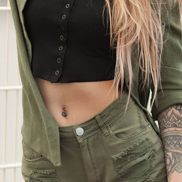 Ziva Opal Flower Belly Ring - Split Spinal Belly Bar. Navel Rings Australia.