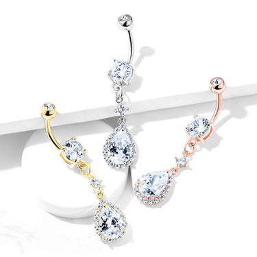Sphynx Teardrop Belly Dangle with Rose Gold Plating - Dangling Belly Ring. Navel Rings Australia.
