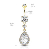 Sphynx Teardrop Belly Dangle in Gold - Dangling Belly Ring. Navel Rings Australia.