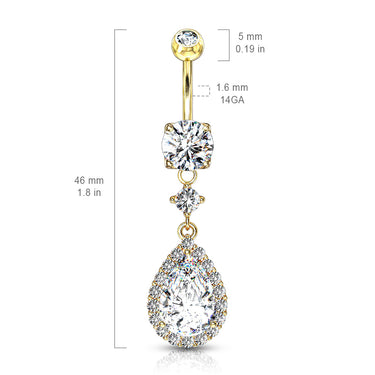 Sphynx Teardrop Belly Dangle with Rose Gold Plating - Dangling Belly Ring. Navel Rings Australia.