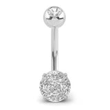 Classic Prong Gem Belly Ring in 14K White Gold - Fixed (non-dangle) Belly Bar. Navel Rings Australia.