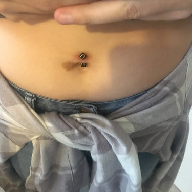 Double 5mm UV Acrylic Dice Belly Ring - Basic Curved Barbell. Navel Rings Australia.