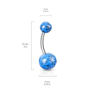 Fluorescent Paint Splat Belly Bars - Basic Curved Barbell. Navel Rings Australia.