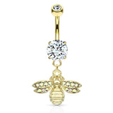She Bee Belly Dangle with Gold Plating - Dangling Belly Ring. Navel Rings Australia.
