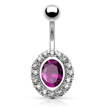 Roxette's Diamanté Belly Bar - Fixed (non-dangle) Belly Bar. Navel Rings Australia.
