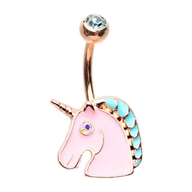 The BFF Unicorn Belly Bar in Rose Gold - Fixed (non-dangle) Belly Bar. Navel Rings Australia.