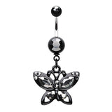 Blackline Butterfly Belly Bar - Dangling Belly Ring. Navel Rings Australia.