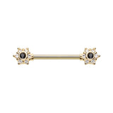 Trixie Black Flower Burst Nipple Ring in Gold - Nipple Ring. Navel Rings Australia.