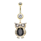 The Cocky Owl Belly Ring - Dangling Belly Ring. Navel Rings Australia.