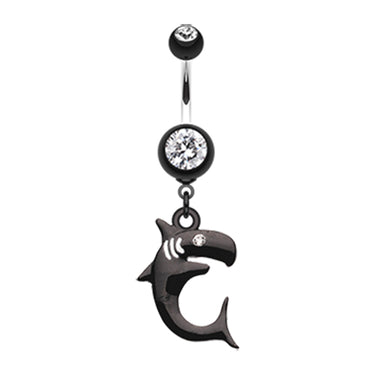 Jaws Shark Attack Belly Piercing Ring - Dangling Belly Ring. Navel Rings Australia.