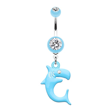 Jaws Shark Attack Belly Piercing Ring - Dangling Belly Ring. Navel Rings Australia.