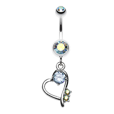 La Feminite Heart Belly Ring - Dangling Belly Ring. Navel Rings Australia.
