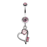 La Feminite Heart Belly Ring - Dangling Belly Ring. Navel Rings Australia.