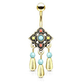 Indie City Belly Dangle with Gold Plating - Dangling Belly Ring. Navel Rings Australia.