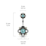 Boho Bloomer Belly Bar - Fixed (non-dangle) Belly Bar. Navel Rings Australia.