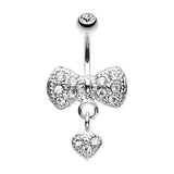 Bow n' Romeo Belly Ring - Fixed (non-dangle) Belly Bar. Navel Rings Australia.