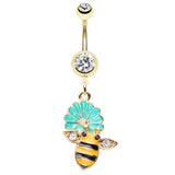 Bumble Buzz Flower Belly Dangle - Dangling Belly Ring. Navel Rings Australia.