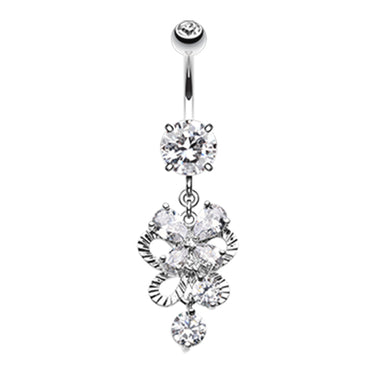 Butterfly Flurry Stack Belly Dangle - Dangling Belly Ring. Navel Rings Australia.