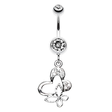 Butterfly Fusion Belly Dangle - Dangling Belly Ring. Navel Rings Australia.