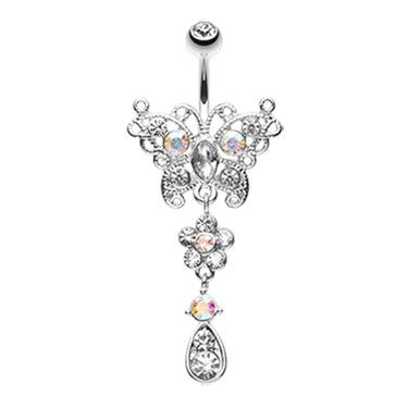 Butterfly Bloomitz Belly Bar - Dangling Belly Ring. Navel Rings Australia.
