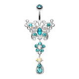 Butterfly Bloomitz Belly Bar - Dangling Belly Ring. Navel Rings Australia.