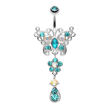 Butterfly Bloomitz Belly Bar - Dangling Belly Ring. Navel Rings Australia.