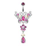Butterfly Bloomitz Belly Bar - Dangling Belly Ring. Navel Rings Australia.