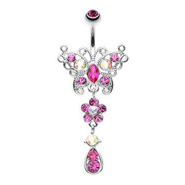 Butterfly Bloomitz Belly Bar - Dangling Belly Ring. Navel Rings Australia.
