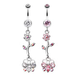 Summer Daisy Butterfly Belly Dangly - Dangling Belly Ring. Navel Rings Australia.