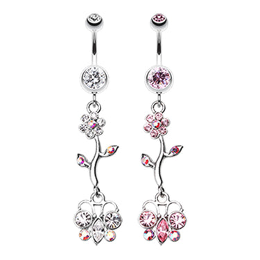 Summer Daisy Butterfly Belly Dangly - Dangling Belly Ring. Navel Rings Australia.