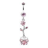 Summer Daisy Butterfly Belly Dangly - Dangling Belly Ring. Navel Rings Australia.