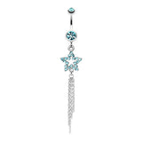 Star Dusted Chains Belly Dangle - Dangling Belly Ring. Navel Rings Australia.
