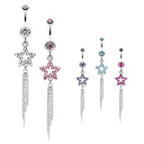 Star Dusted Chains Belly Dangle - Dangling Belly Ring. Navel Rings Australia.