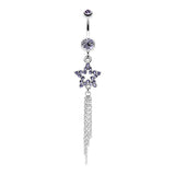 Star Dusted Chains Belly Dangle - Dangling Belly Ring. Navel Rings Australia.
