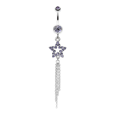 Star Dusted Chains Belly Dangle - Dangling Belly Ring. Navel Rings Australia.