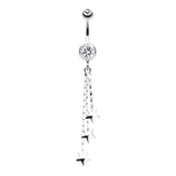 Chain of Stars Belly Bars - Dangling Belly Ring. Navel Rings Australia.