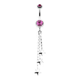 Chain of Stars Belly Bars - Dangling Belly Ring. Navel Rings Australia.