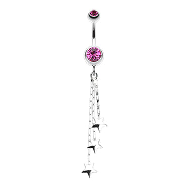 Chain of Stars Belly Bars - Dangling Belly Ring. Navel Rings Australia.