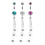 Chain of Stars Belly Bars - Dangling Belly Ring. Navel Rings Australia.