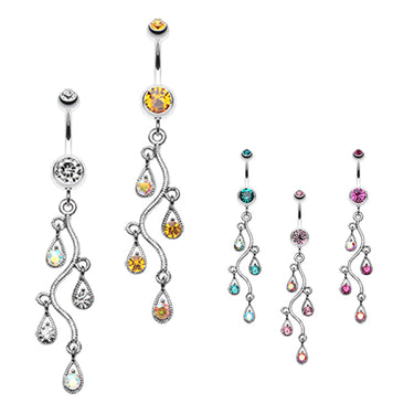 Vine Chandelier Belly Ring - Dangling Belly Ring. Navel Rings Australia.