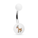 Cartoon Christmas Belly Button Rings - Basic Curved Barbell. Navel Rings Australia.