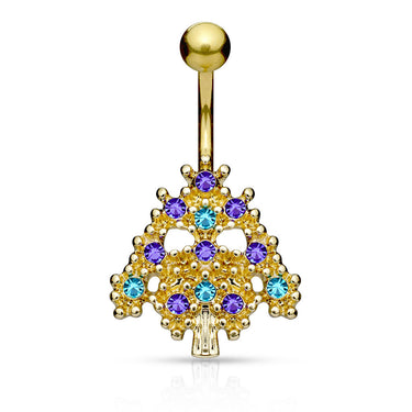 Wild Bells Christmas Tree Belly Bar - Fixed (non-dangle) Belly Bar. Navel Rings Australia.