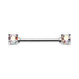 Classic Aurora Prong Nipple Barbell Ring - Nipple Ring. Navel Rings Australia.