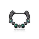 Classic Black Opal Septum Clicker in Titanium - Septum. Navel Rings Australia.